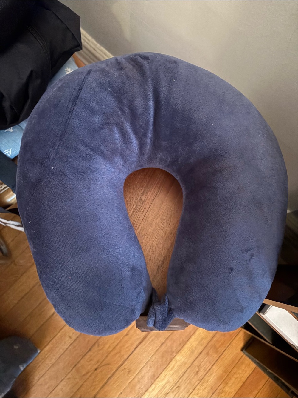 Travel Neck Pillow - Navy Blue Plush U-Shape by